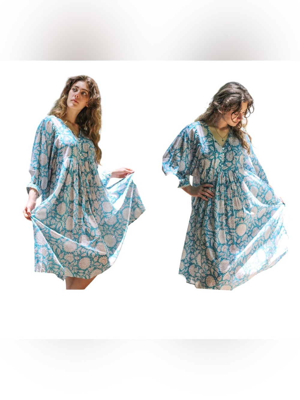 ✨NWT River Goddess 
Hawa Sky Sunflower Blue Boho Flowy Midi Dress SZ XXL